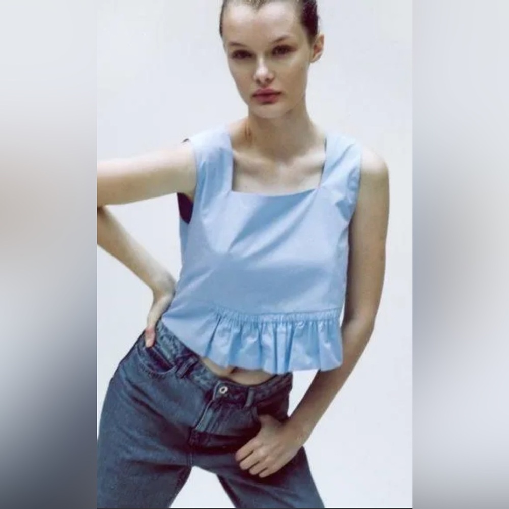 ZARA NWT Women BLOGGERS FAV Cropped POPLIN Top Blouse